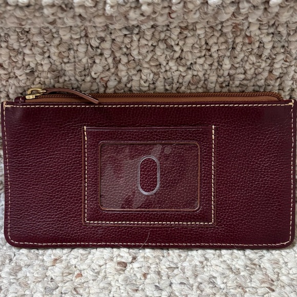 Dooney Burgundy Leather Bucket Bag with Gold Hardware with card wallet - Picture 6 of 16